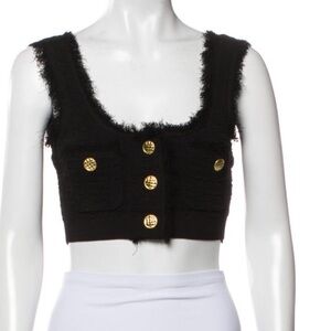 Black Cropped Top with Gold Accents